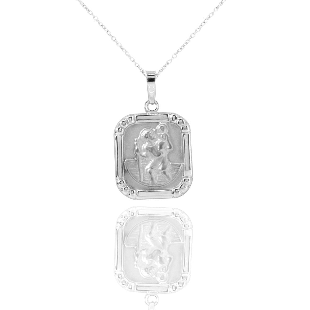 Saint Christopher Sterling Silver Square Medal